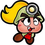  1girl blonde_hair blush fang fangs female goomba goombella hair helmet mario_bros necktie nintendo official_art paper_mario ponytail solo super_mario_bros. video_games 