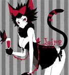  alcohol animal_ears bad_id bad_pixiv_id bow bug butterfly cat_ears copyright_request gloves hair_bow insect l_hakase red_bow red_eyes ribbon solo tail tail_bow wine 