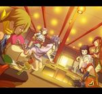  3girls ajiko_ajio bad_id bad_pixiv_id bandages barefoot bike_shorts black_hair bow braid card china_dress chinese_clothes dress elbow_gloves facial_hair freyjadour_falenas gensou_suikoden gensou_suikoden_v gloves holding holding_card indoors kendama letterboxed linfa lun lying_card lyon meroon multiple_boys multiple_girls pantyhose playing_games roy_(suikoden) scarf silver_hair stubble taylor 