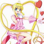  blonde_hair blue_eyes gloves heart idol jewelry long_hair mermaid_melody_pichi_pichi_pitch microphone miru nanami_lucia necklace solo twintails 