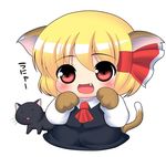  animal_ears bad_id bad_pixiv_id blonde_hair cat cat_ears cat_paws chibi fang kyokutou_hentai_samurai paws red_eyes rumia solo tail touhou 