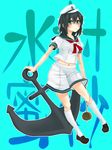  anchor black_hair green_eyes hat highres hishaku kneehighs murasa_minamitsu sailor sailor_collar sailor_hat short_hair shorts socks solo touhou yumesuke 