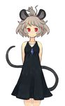  alternate_costume animal_ears dress grey_hair jean_(jean_sp) jewelry mouse mouse_ears mouse_tail nazrin object_on_head pendant red_eyes solo tail touhou 