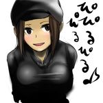  baru_tantan breasts brown_eyes brown_hair durarara!! hat karisawa_erika large_breasts lowres solo 