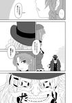  1girl bow braid china_dress chinese_clothes comic dress evil_grin evil_smile greyscale grin hat hong_meiling long_hair monochrome smile touhou translated yokochou 