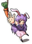  animal_ears blazer bunny_ears carrot jacket jam_(shoujikimono_wa_naze_mawaru) long_hair necktie purple_hair red_eyes reisen_udongein_inaba solo touhou 