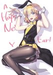  animal_ears armin_arlert black_legwear blonde_hair blue_eyes blush bulge bunny_ears bunny_pose bunnysuit crossdressing detached_collar male_focus nagase_haruhito new_year open_mouth otoko_no_ko pantyhose shingeki_no_kyojin short_hair skirt smile solo usamin wrist_cuffs 