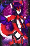  anthro breasts canine clothed clothing collar female fox hybrid invalid_tag looking_at_viewer mammal navel priincessu smile solo wide_hips wings 