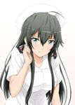  black_hair blue_eyes blush breasts diesel-turbo hair_ribbon hat large_breasts long_hair nurse nurse_cap ribbon solo yahari_ore_no_seishun_lovecome_wa_machigatteiru. yukinoshita_yukino 