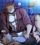  2016 abs bearlovestiger13 feline gou_(character) himitsuri_no_lagoon lion male mammal nipples pecs rai_(character) tiger 