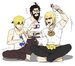  artoria_pendragon_(all) beard blonde_hair earrings edward_teach_(fate/grand_order) facial_hair fate/grand_order fate/stay_night fate_(series) figure gilgamesh jewelry kaikodou_kana male_focus marie_antoinette_(fate/grand_order) mash_kyrielight multiple_boys necklace red_eyes saber sakata_kintoki_(fate/grand_order) sensha_otoko sunglasses tank_top translated 