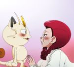  balls big_breasts blush breasts clothed clothing cum cum_in_mouth cum_inside cum_on_face erect_nipples erection female hair human interspecies jessie_(team_rocket) male male/female mammal meowth nintendo nipples penis pok&eacute;mon pok&eacute;philia red_hair soundofsilence video_games 