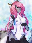  anthro areola breasts clothed clothing female fish hair half-closed_eyes invalid_tag looking_at_viewer marine navel nipples open_shirt pink_hair priincessu pussy shark smile solo wide_hips 