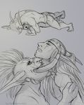  3_fingers anal barbalarga blood_elf clothed clothing drooling duo elf facial_hair hair half-dressed humanoid lick_neck licking long_ears long_hair lor&#039;themar_theron male male/male saliva size_difference sketch tagme tongue tongue_out topless troll video_games vol&#039;jin warcraft world_of_warcraft 