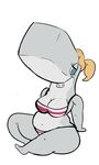  blonde_hair breasts cetacean cleavage clothed clothing condom female hair looking_at_viewer mammal marine overweight pearl_krabs ponytail solo thick_thighs unknown_artist whale 