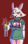  2015 animatronic anthro bow breasts canine clothing crisis-omega female five_nights_at_freddy&#039;s five_nights_at_freddy&#039;s_2 fur keyhole_turtleneck looking_at_viewer machine mammal mangle_(fnaf) robot sweater uniform video_games weapon white_fur 
