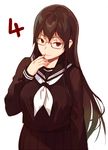  black_serafuku countdown hand_on_own_chin long_hair red_eyes sakuramachi_touko sasamori_tomoe school_uniform serafuku simple_background solo succubus_stayed_life white_background 