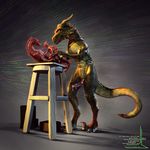  2012 3d_(artwork) anal anal_penetration animal_genitalia anthro cgi chair claws cowgirl_position cum darylith detailed digital_media_(artwork) dragon erection feral firondraak genital_slit grin hi_res horn larger_male lizard male male/male on_top penetration penis pose precum reptile salireths scales scalie sculpture sex simple_background size_difference slit smaller_male smile statue teeth toe_claws tongue tongue_out tools workshop 