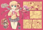  3girls blonde_hair chibi crossdressing fork green_eyes kamikita_komari knife little_busters! multiple_girls naoe_riki natsume_rin ribbon ryuuga_nanamaru saigusa_haruka school_uniform short_hair twintails 