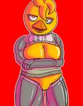  2015 animatronic anthro avian bird breasts chica_(fnaf) chicken clothing crisis-omega female five_nights_at_freddy&#039;s keyhole_turtleneck looking_at_viewer machine robot sweater video_games yellow_eyes 