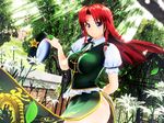  3d breasts flower highres hong_meiling kurogoma_(meganegurasan) large_breasts long_hair mikumikudance solo thighs touhou 