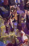  brown_hair cat cellphone converse cp_.ieng guitar_case highres hood hood_down hooded_jacket instrument_case jacket japan knees_together_feet_apart loafers multiple_girls original phone pigeon-toed pleated_skirt school_uniform shoes sitting skirt smartphone sneakers solo_focus 