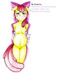 2016 anthro apple_bloom_(mlp) blush breasts crossman equine female friendship_is_magic hair horse invalid_color lactating long_hair looking_at_viewer mammal my_little_pony nipples nude pony prenant pussy simple_background smile solo traditional_media_(artwork) 
