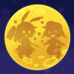  animal_ears bunny_ears closed_eyes dango dress floppy_ears food full_moon kine long_hair lowres mallet moon multiple_girls open_mouth pote_(ptkan) ringo_(touhou) seiran_(touhou) short_hair silhouette smile touhou wagashi 