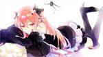  aiwm arukanu bad_id bad_pixiv_id bare_shoulders bat black_dress black_footwear black_legwear boots detached_sleeves dress fang fang_out krul_tepes long_hair looking_at_viewer owari_no_seraph pink_hair pointy_ears red_eyes smile solo thigh_boots thighhighs two_side_up vampire very_long_hair 