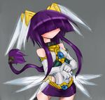  bangs bare_shoulders blush elbow_gloves gloves hair_over_eyes kyuusui_gakari nemu_parutenia original purple_hair short_hair short_hair_with_long_locks sidelocks solo 