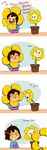 agitated annoyed english_text flower flowey human humor mammal model_sheet monster plant protagonist_(undertale) text undertale unknown_artist video_games 
