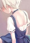  alternate_costume back detached_collar dirndl from_behind german_clothes hidden_face kantai_collection minamura_haruki short_hair short_sleeves silver_hair simple_background solo z1_leberecht_maass_(kantai_collection) 