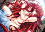  absurdres bed bed_sheet blanket breasts cleavage collarbone convenient_censoring from_above groin high_school_dxd highres hips large_breasts long_hair miyama-zero navel nude on_bed open_mouth parted_lips pillow red_hair rias_gremory sleeping solo stomach sunlight very_long_hair 