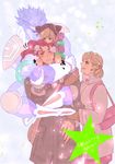  bad_id bad_pixiv_id bag black_hair blonde_hair braid carrying child coat dated double_bun earrings gabari gloves handbag hierophant_green hug hug_from_behind jewelry jojo_no_kimyou_na_bouken kakyouin_noriaki kuujou_holly kuujou_jolyne mittens red_hair shoulder_carry signature stand_(jojo) star_platinum tentacles time_paradox transparent wrinkles younger 