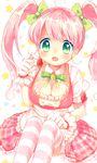  breasts food fruit green_eyes highres medium_breasts original pink_hair shiramori_sawa solo strawberry twintails 