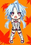  ahoge autumn_leaves bad_id bad_pixiv_id blue_hair blush chibi elbow_gloves gloves kami_jigen_game_neptune_v kamia_(not_found) leotard looking_at_viewer neptune_(series) open_mouth power_symbol red_eyes short_hair_with_long_locks sidelocks solo symbol-shaped_pupils tears thighhighs white_heart 