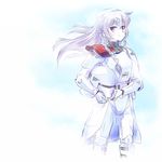  armor blue_eyes first_order headwear_removed helmet helmet_removed iesupa long_hair looking_at_viewer rwby scar scar_across_eye science_fiction shoulder_armor silver_hair smile snowtrooper star_wars star_wars:_the_force_awakens weiss_schnee 