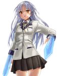  angel_beats! blazer hand_sonic highres jacket long_hair morgan_(adfx01f) school_uniform silver_hair solo tenshi_(angel_beats!) yellow_eyes 