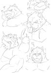  abs anthro bear black_and_white blush fur hair humanoid_penis male male/male mammal monochrome muscular open_mouth penis tongue tongue_out 白申_(artist) 