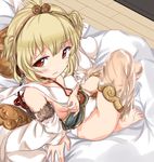  andira_(granblue_fantasy) animal_ears bare_shoulders barefoot blonde_hair breasts collarbone covered_nipples detached_leggings detached_sleeves dress dress_pull erune feet granblue_fantasy hair_between_eyes highres looking_at_viewer monkey_ears monkey_tail numahata_tofu. red_eyes see-through sideboob sitting sleeveless sleeveless_dress small_breasts solo tail toes wavy_mouth white_dress 