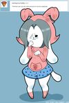  anthro blush canine cat clothed clothing cute dog dongitos feline female floppy_ears fur grey_hair hair looking_at_viewer mammal one_eye_closed pajamas pawprint shorts smile solo temmie_(undertale) tired undertale video_games white_fur 