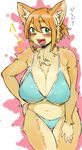  &lt;3 anthro big_breasts bikini blush breasts canine cleavage clothed clothing female hair japanese_text mammal short_hair solo swimsuit text toco_(artist) translation_request 