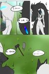  animal_ears artist_request bad_id bad_pixiv_id blue_eyes comic commentary_request highres kindred lamb_(league_of_legends) league_of_legends long_hair mask tears tombstone translation_request weapon wolf 
