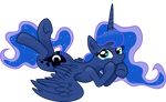  2013 absurd_res alpha_channel blue_eyes blue_feathers blue_fur blue_hair cutie_mark equine feathered_wings feathers female friendship_is_magic fur hair hi_res horn looking_at_viewer lying mammal my_little_pony princess_luna_(mlp) simple_background solo spier17 transparent_background winged_unicorn wings 