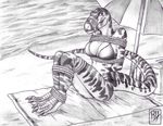  anthro beach black_and_white monochrome predaguy seaside titts 