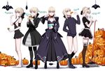  alternate_costume amase_(yagami666) artoria_pendragon_(all) bare_legs barefoot bat blonde_hair bow braid breasts buruma choker cup cupcake disposable_cup doughnut dress eating enmaided fate/grand_order fate/stay_night fate_(series) food french_fries fried_chicken hair_bow hamburger highres jacket maid mop multiple_persona multiple_views pantyhose pumpkin saber_alter sideboob small_breasts stuffed_animal stuffed_toy track_jacket yellow_eyes 
