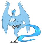  anthro anthrofied anus articuno avian breasts claws crobat_(artist) digitigrade feathers female legendary_pok&eacute;mon nintendo nude on_one_leg pok&eacute;mon pussy red_eyes simple_background solo video_games white_background wide_hips 