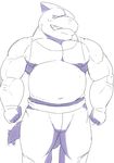  anthro biceps black_and_white bulge clothing fin fish male mammal marine monochrome muscular nipples pants pecs shark shirt simple_background slightly_chubby smile solo tank_top teeth 白申_(artist) 