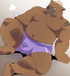  anthro balls bear biceps blush boxer_briefs bulge canine clothed clothing drunk fur hair half_dressed mammal muscular nipples pat simple_background slightly_chubby topless underwear 白申_(artist) 
