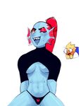  alphys clothing eye_patch eyewear female fish marine one_eye_closed panties scalie smile sweat undertale underwear undyne video_games wink 